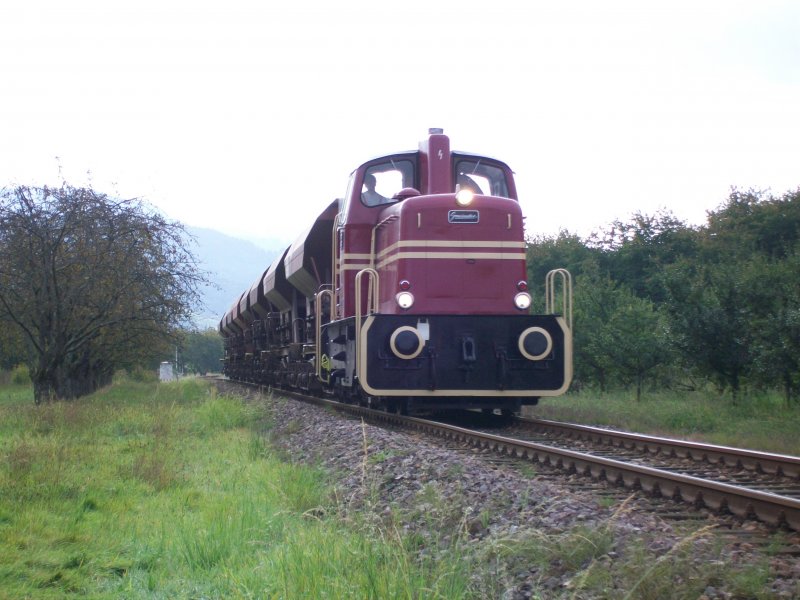Die V70.01 der SWEG kurz vor dem Haltepunkt Oberachern Bindfadenfabrik.