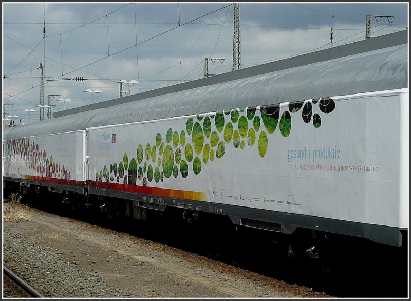 Die Wagen 08 und 09 prsentieren sich auch von auen im SciencExpress Design. 22.06.09 (Jeanny) 