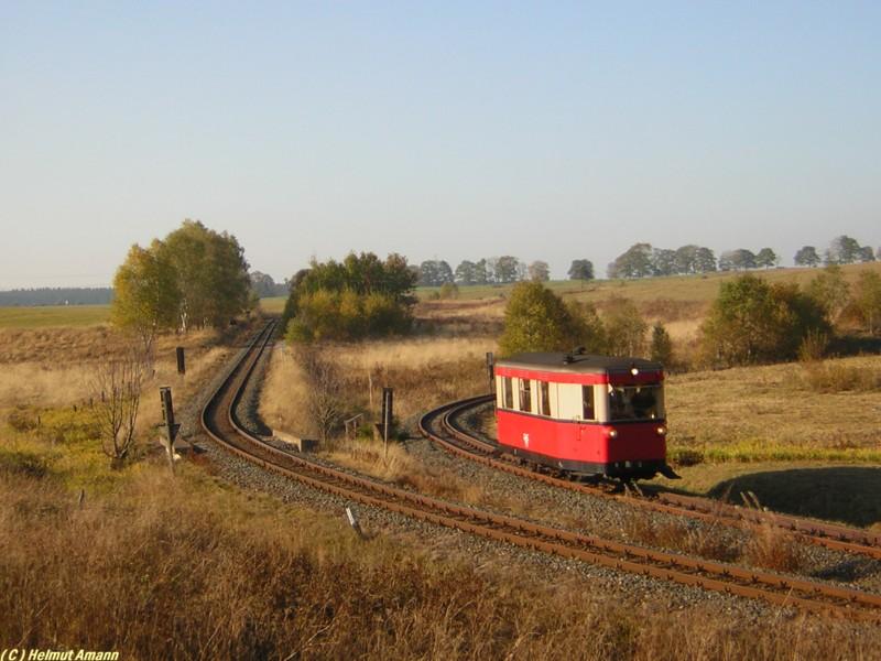 Die Wendeschleife in Stiege am 15.10.2005 mit dem Triebwagen T1 bei ...