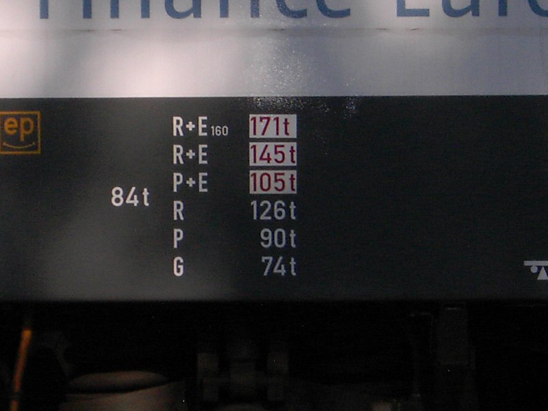 Dies sind die Bremsanschriften der BR 146 520-2 der NOB.