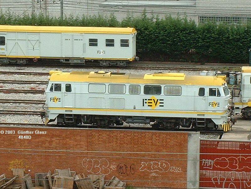 Diesel-Lok BR 1400 am 09.05.2003 vor dem Betriebswerk Santander.