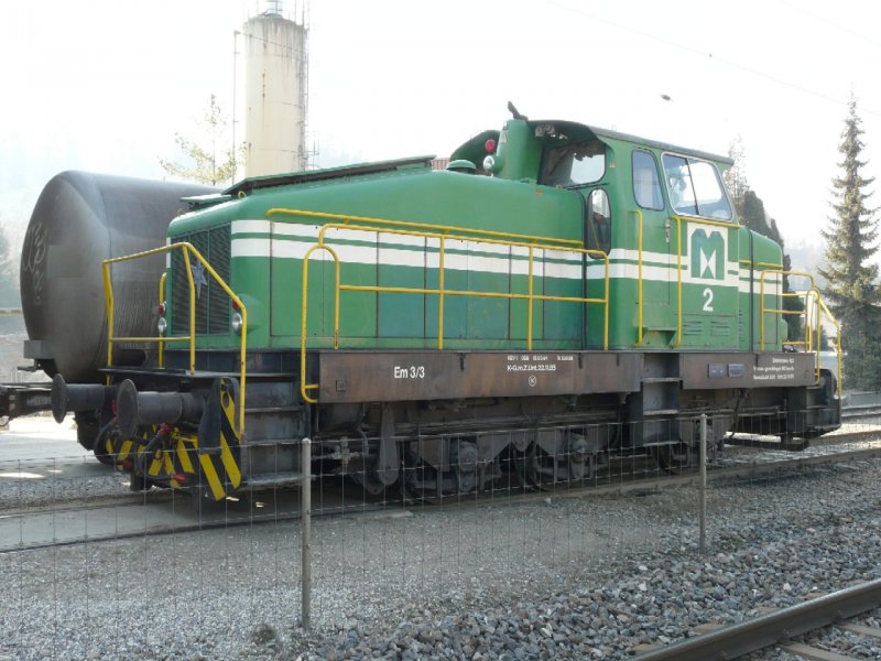 Diesel Rangierlok Em 3/3  2 der Firma Makies AG  Gettnau .. Foto vom 17.02.2008