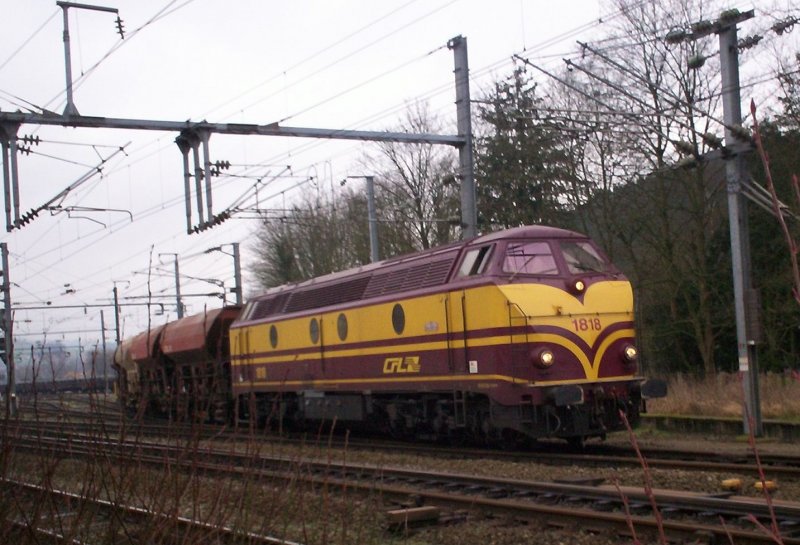 Diesellok 1818 verl�sst mit einem G�terzug am 05.02.07 den Bahnhof von Ettelbr�ck in Richtung Luxemburg. 
