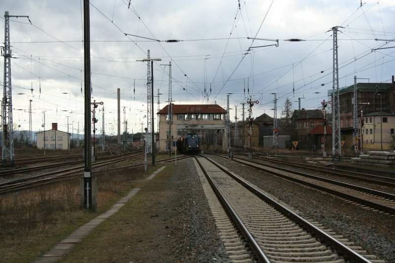 Diesellok  ALINA  der rt&l ex DB 202 719 am 16.03.2008 bei der Einfahrt in Sangerhausen
