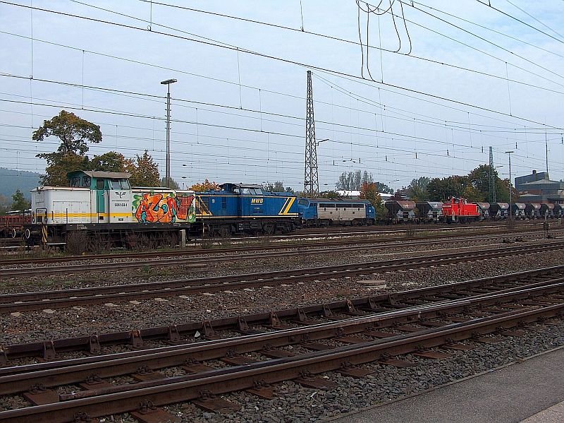 Dieseltreffen im Bahnhof Lichtenfels Es rangierten hier Loks von Eichholz (Nohab) ARCO, der Mittelweser Bahn und der DB, sp�ter kam noch eine Lok der Prignitztalbahn dazu.