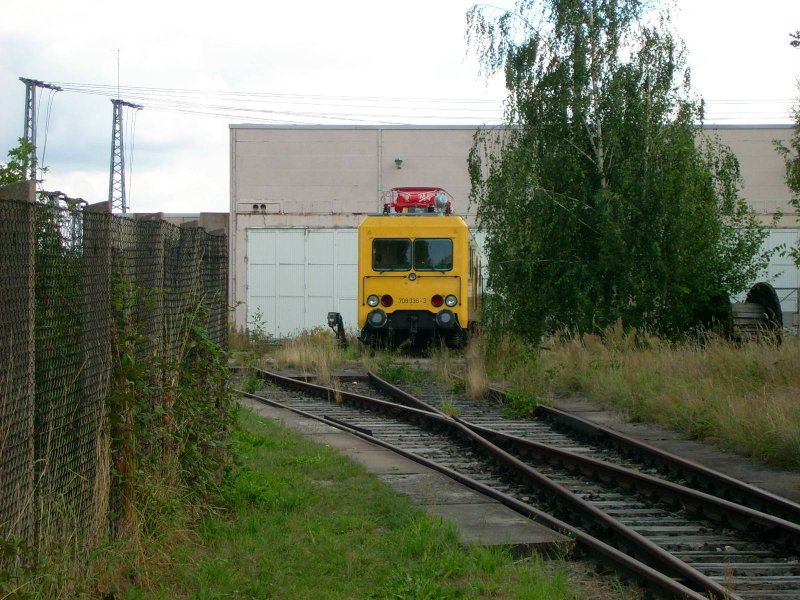 Dieser Triebwagen der BR 708(Oberleitungsrevisionstriebwagen?) stand am 23.08.08 im Bahnbetreibswerk Wittenberg.