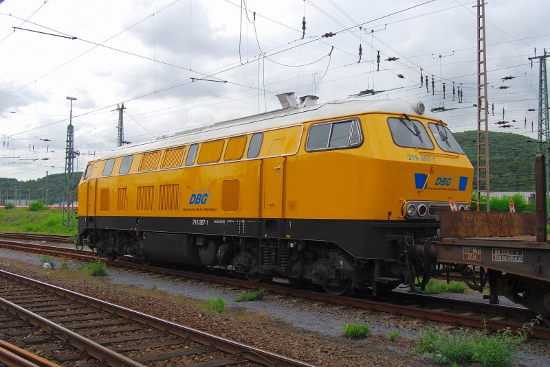 Dieses Foto von der BR 218 287-1 Deutsche Bahn Gleisbau entstand heute am 05.09.2007 auf dem ehemaligen Container-Bahnhof Hagen-Eckesey.