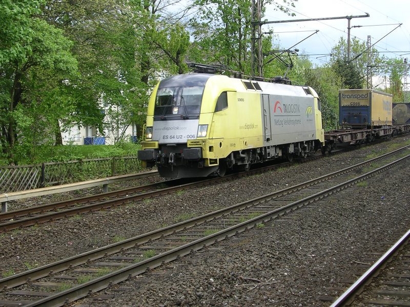 Dispo ES 64 U2-006 von TX Logistik mit GZ in BO Hamme auf dem Weg nach Verona,Gruss an den netten TF.(30.04.2008)