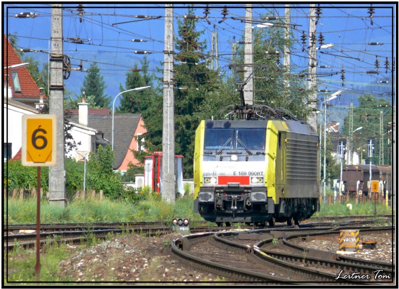Dispolok 189 990 bei Schulungsfahrten in �sterreich.
Zeltweg 04.08.2007