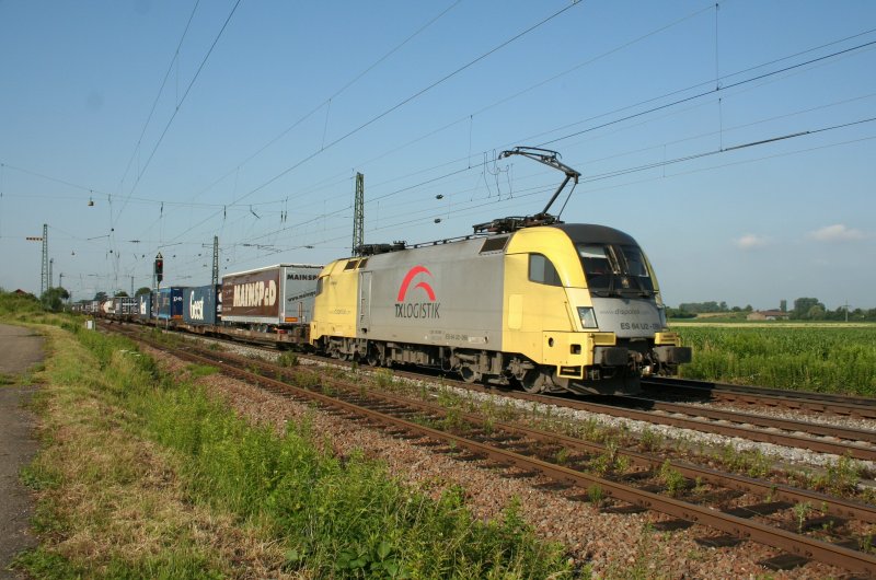 DISPOLOK ES64 U2 098 (182 598-3) am 18.6.2008 in Niederschopfheim.