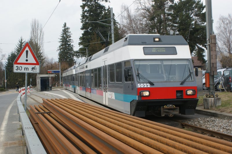 Doppeltraktion Be 2/6 502 der ASm am 04.03.2009 in Ins. Inbetriebsetzung 1997 - 1998, 1200 V DC, Spurweite 1000 mm, 320 kW, 80 kmh, 33.5t, Stadler / SLM / Adtranz.