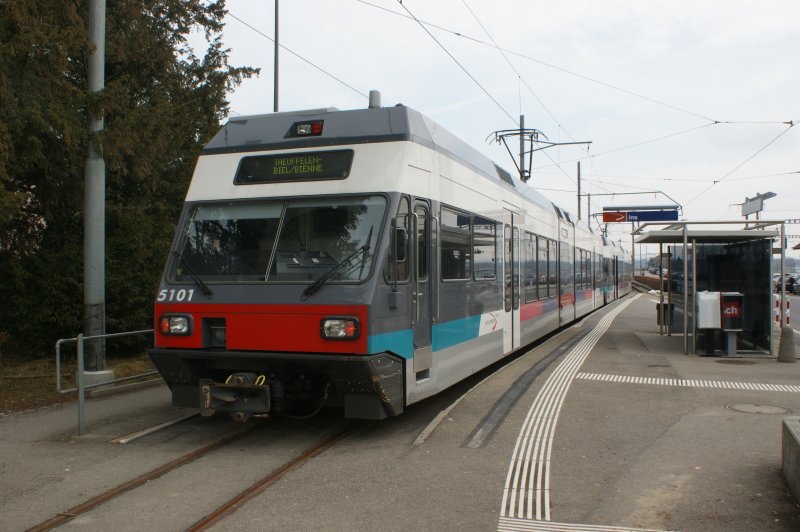 Doppeltraktion Be 2/6 510 der ASm am 04.03.2009 in Ins. Inbetriebsetzung 1997 - 1998, 1200 V DC, Spurweite 1000 mm, 320 kW, 80 kmh, 33.5t, Stadler / SLM / Adtranz.