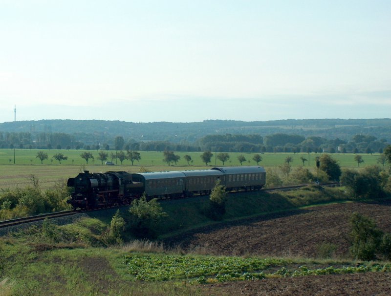 DR 52 8154-8 mit dem DPE 84193 von Leipzig-Plagwitz nach Freyburg (Unstrut) bei Kleinjena; 13.09.2008