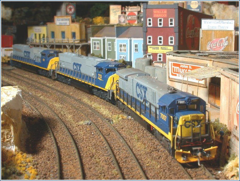 Drei CXS Lokomotiven vor Containerzug in Waterville NY (21.01.2007) alle Kato