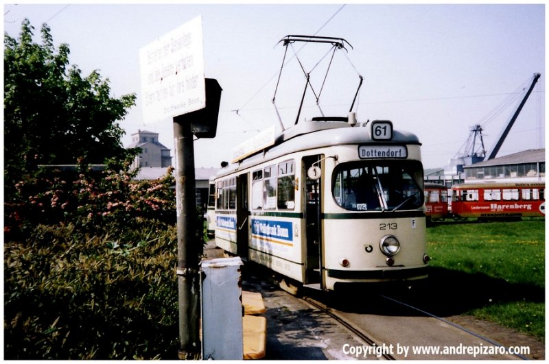 D�WAG 4-Achser TW 213 mit BW in Bonn - Ehemalige Endschleife Graurheindorf - Hafen 1992