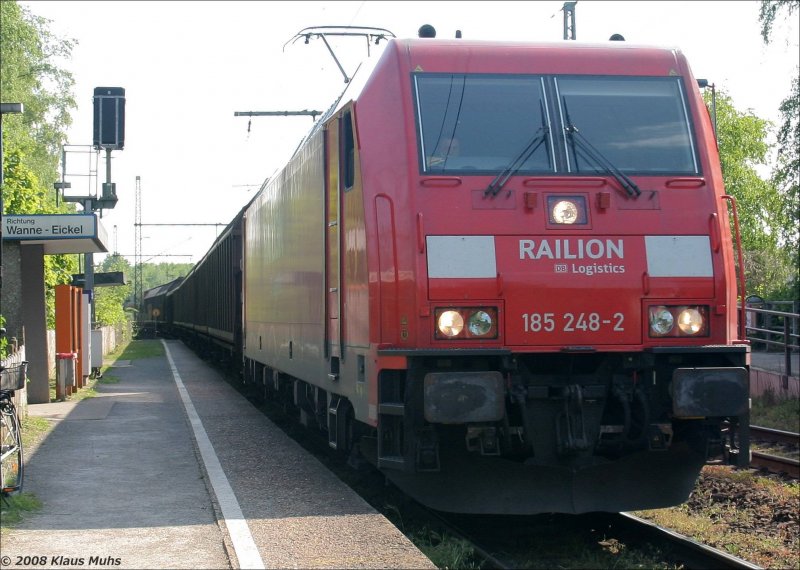 Durchfahrt von 185 248-2 mit Gz durch Bochum-Nokia am 06.05.2008