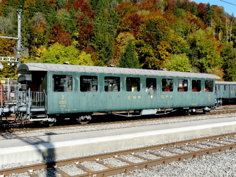 DVZO - Personenwagen 3 Kl. C 7714  im Betriebsareal von Bauma am 11.10.2008