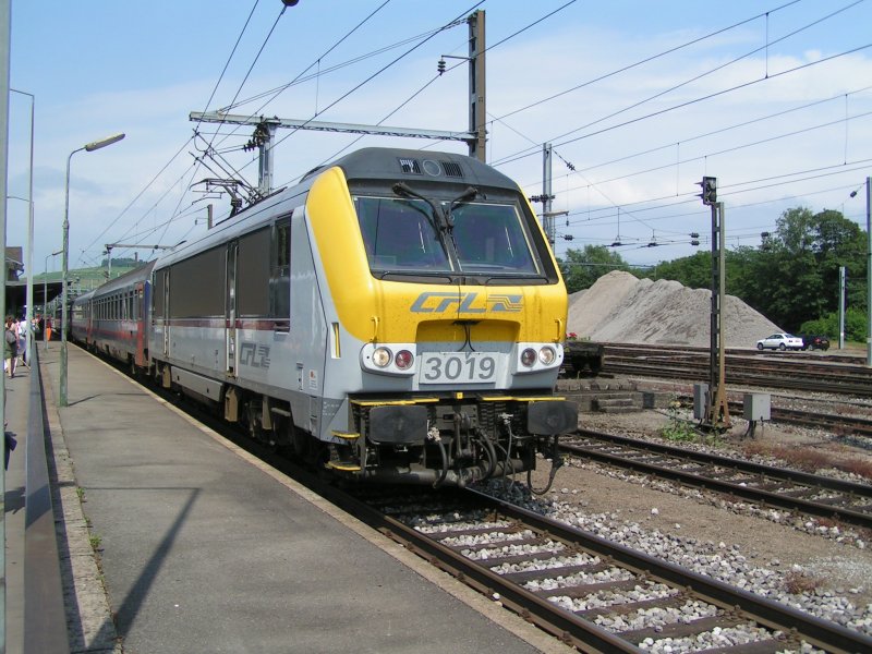 E-Lok 3019 kommt aus Lttich in Ettelbrck an. 09.06.07
