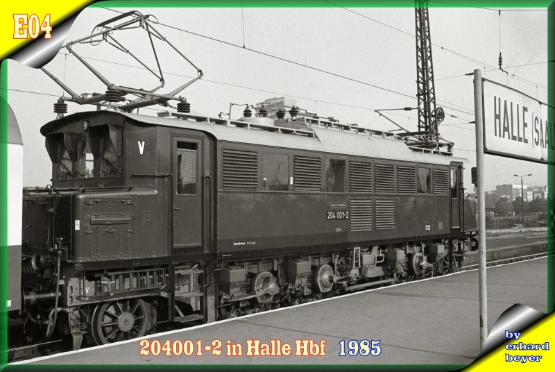 E-Lok BR 204 der DR (E 04) 1985 in Halle-Saale