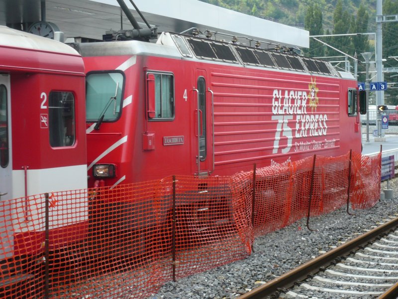 E-Lok der Matterhorn Gotthard Bahn steht am 19.8.2007 in Visp