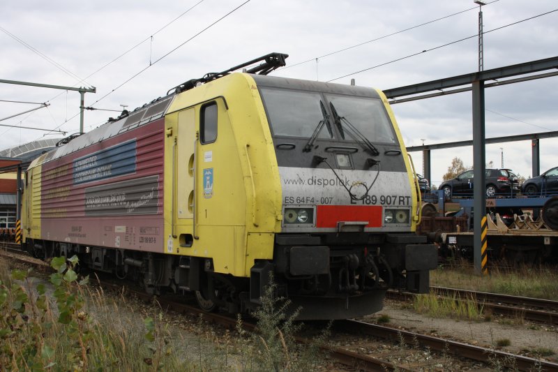 Ebenfalls am 11.10.09 war die 189 907-9  Eisenbahnrevue  in Mnchen - Nord zu sehen.