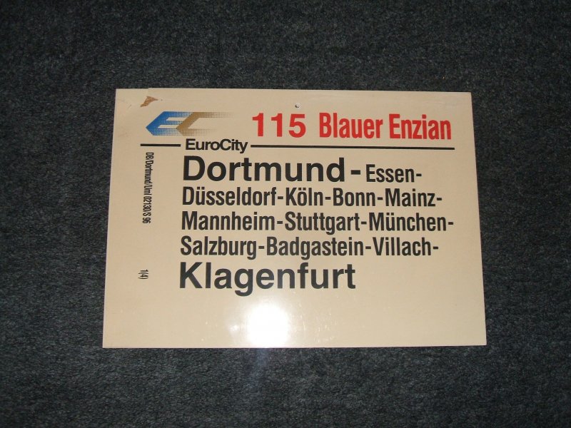 EC 115  Blauer Enzian  von Dortmund nach Klagenfurt