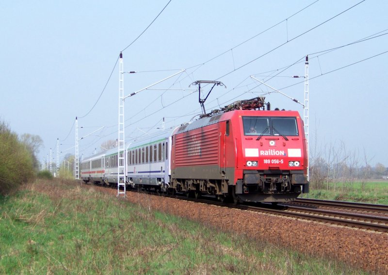 EC 341  Wawel  mit 189 056-5 hier kurz vor Lbbenau/Spreewald. 08.04.2009