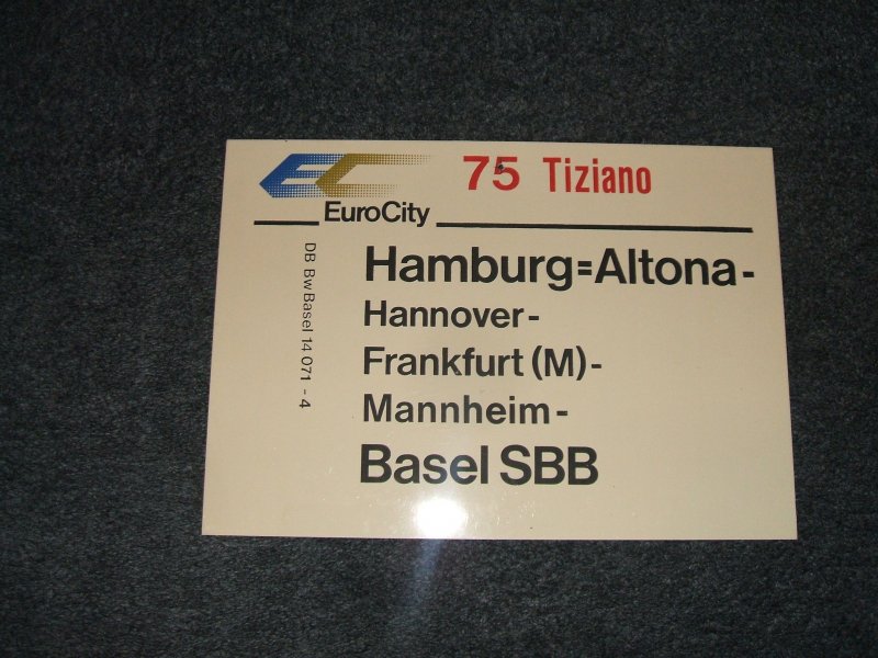 EC 75  Tiziano  von Hamburg Altona nach Basel SBB