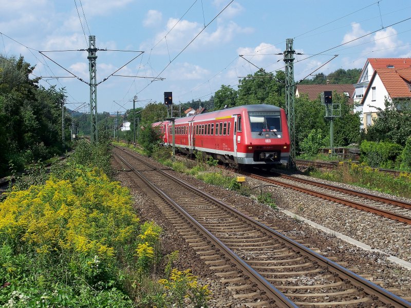 Ein 611 Doppel durchf�hrt am 26.08.07 als IRE nach Aulendorf den Bahnhof Esslinen - Zell.