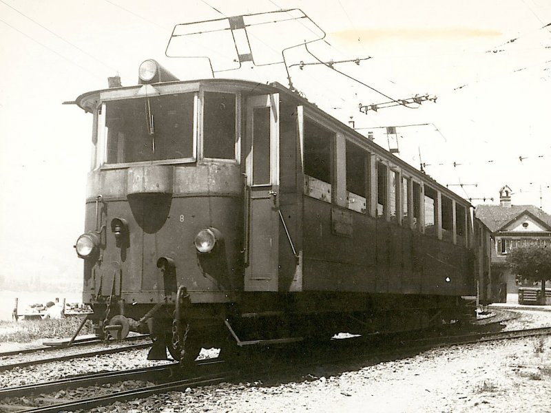 Ein alter TW fr die Engelberg Linie in 1958. Foto : J.J. Barbieux