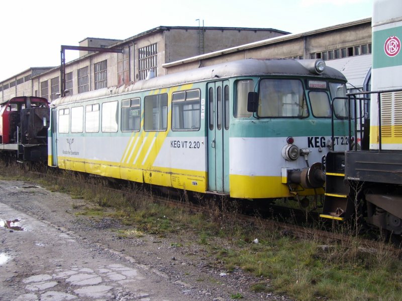 Ein ausgedienter MAN Schienenbus der ehemaligen KEG, abgestellt am Zementwerk Karsdorf; 24.11.2007