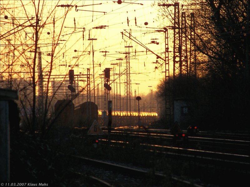 Ein Blick von Wanne-Eickel aus in Gbf Gelsenkirchen-Bismarck. 11.03.2007