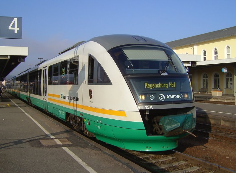 Ein Desiro der Vogtlandbahn am 29.12.2007 in Schwandorf.  