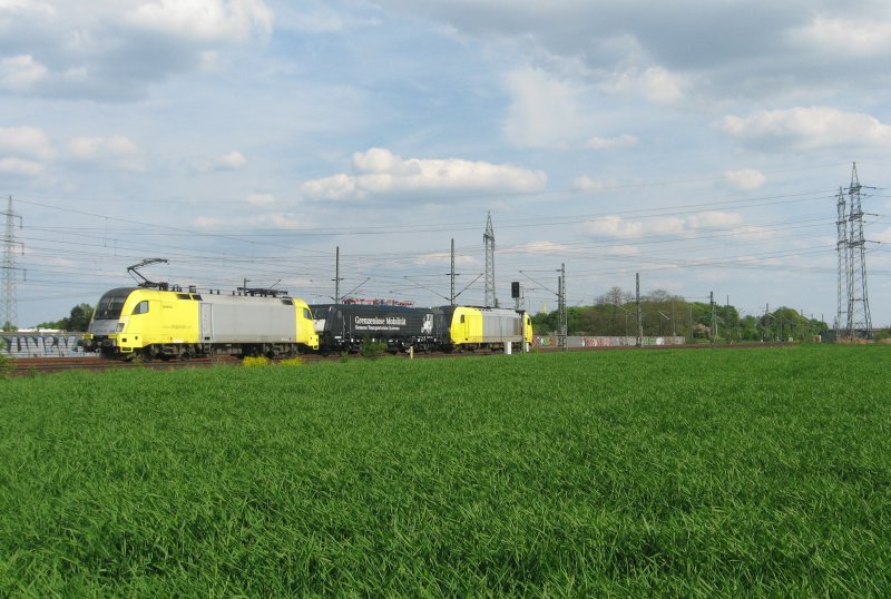 Ein Dispo Taurus, die Betriebseigene 189 von Siemens und ein Hercules sind am 03.05.2008 bei Porz-Wahn unterwegs.