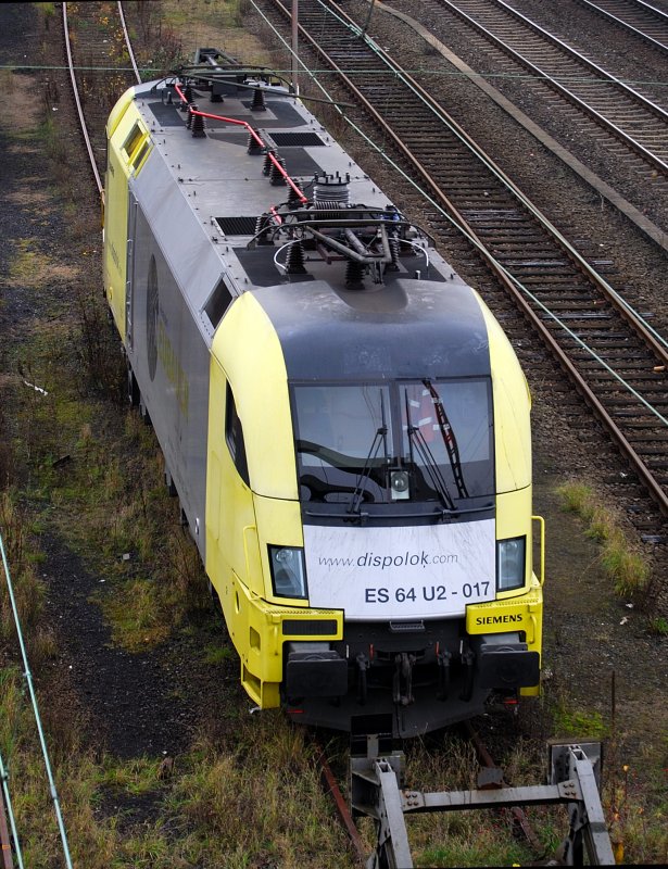 Ein ES 64 U2-017 steht auf einem Abstellgleis in Hagen-Eckesey. An dem Tag war kein Lokfhrerstreik. 