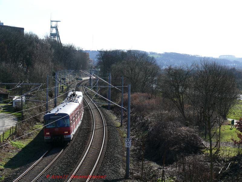 Ein ET420 unterwegs auf der S9 von Wuppertal nach Bottrop zwischen Essen-Holthausen und Essen-berruhr.
08.02.2008 