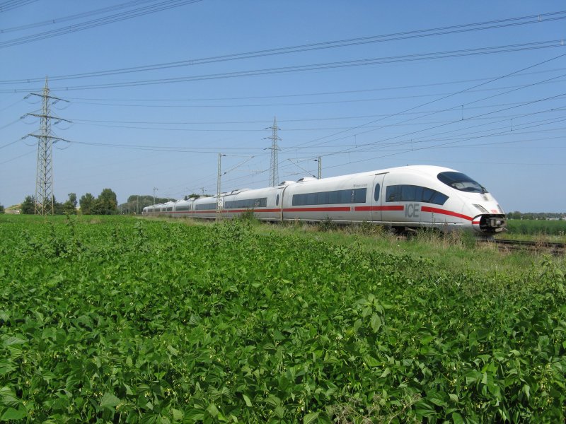 Ein ICE9554 von Frankfurt(Main)Hbf nach Paris Est.Am 30.08.08 bei der durchfahrt in Lampertheim.