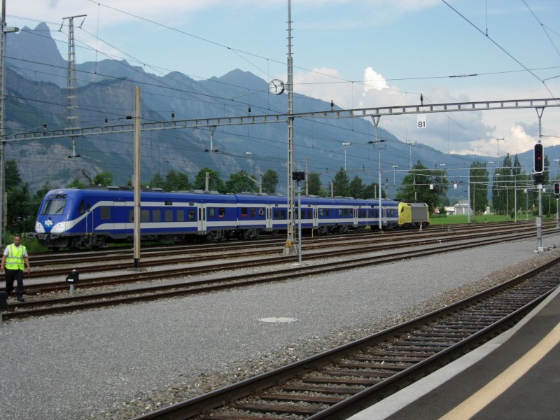 Ein Israelischer Schnellzug weilt wegen Testfahren in der Schweiz. Am 30.06.08 bernachtete er im Bahnhof Sargans. 