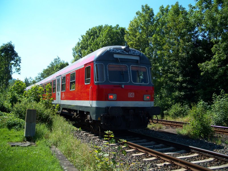 Ein Karlsruher Steuerwagen fhrt mit dem RE nach Bad Harzburg ein (5.8.2007)