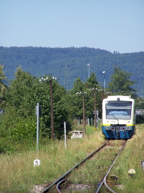 Ein kleinen Bilck auf die Wieslauftalbahn mit dem VT441  Wiesel  der WEG. Aufgenommen am 6.August 2007
(Temperatur: ca. 30C)