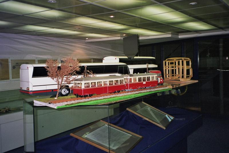 Ein Modell eines WEG Schienenbus im Auwrter (Neoplan) Museum in Stuttgart.