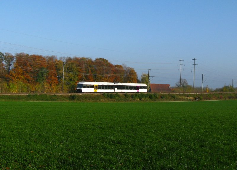 Ein RABe 526 der ersten Serie fhrt durch den doch noch schnen Herbsttag.-Lengwil, 25.Oktober 2008
