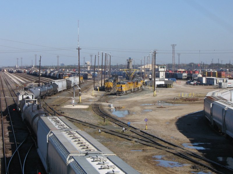 Ein Rangierbahnhof der Union Pacific in Houston (Texas). Aufgenommen am 26.11.2007.
