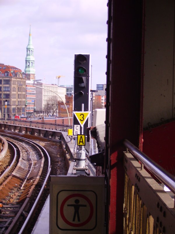 Ein Signal der Hamburger U-Bahn an der Station Baumwall. 10.03.07
