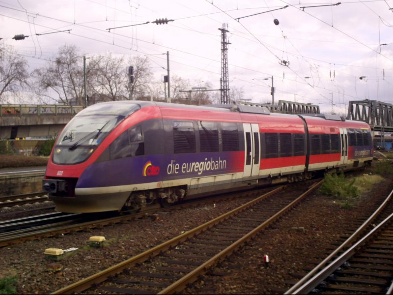 Ein  Talent  Br 643 der Euregiobahn wird in Kln-Messe/Deutz bereitgestellt. 29.03.08