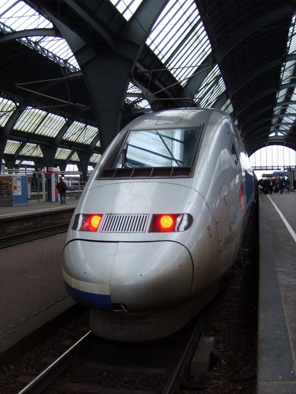 Ein TGV-POS von Paris nach Stuttgart in Karlsruhe Hbf. 27.02.09 