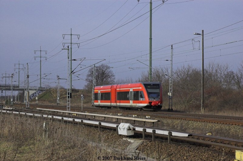 Ein unbekannter 646er am 17.2.2007 als RB 12 nach Templin beim Karower Kreuz