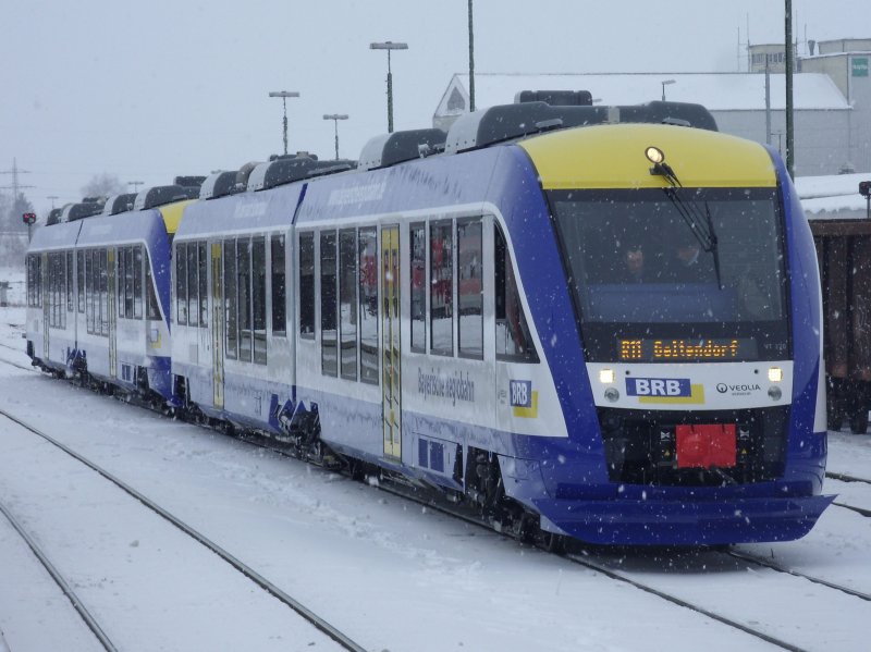 Ein VT 226 (Lint) der Veolia (Bayrische Regiobahn) am 20.02.2009 in Buchloe.
