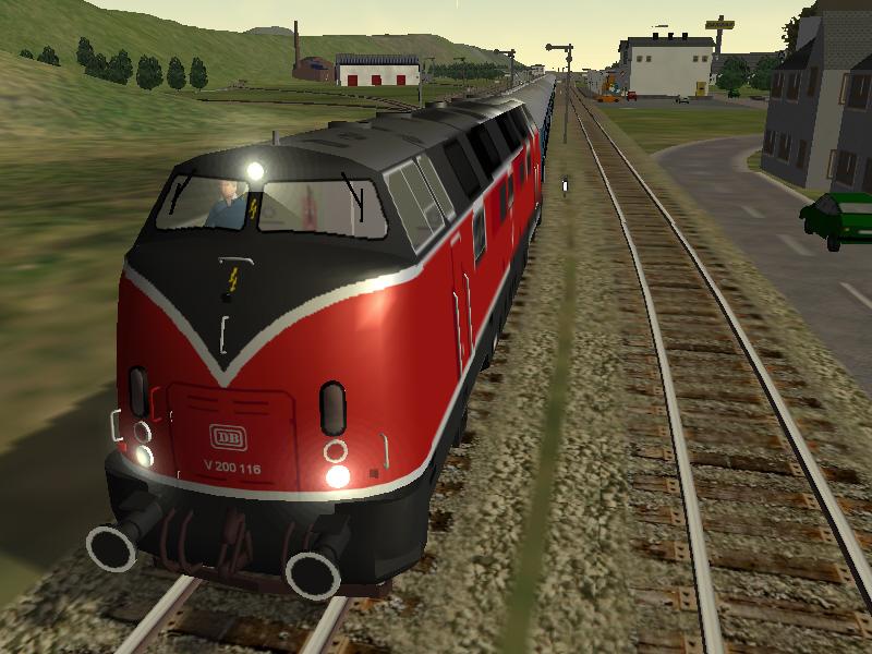 Ein wahres Vergngen ist es, die V200 von  German Railroads  vor schweren Zgen auf Touren zu bringen. Akustik, die begeistert.