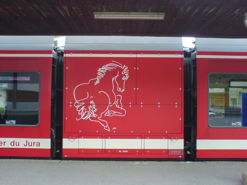 Ein weiteres Beispiel fr die Verzierung der Jurabahn-Triebblcke mit Freibergern. 